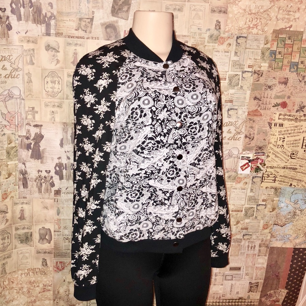 Free People Floral Print Bomber Jacket